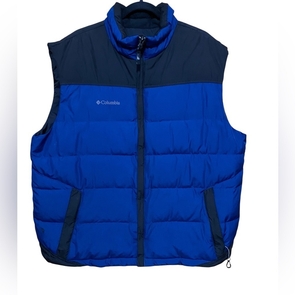 Columbia Down Puffer Vest, Black & Blue, Size XL.